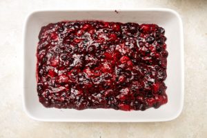 Berry mixture in baking dish