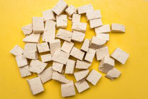 Tofu cut into pieces
